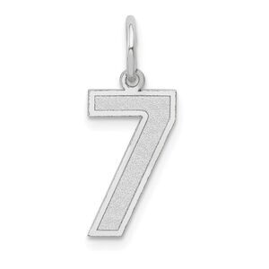 14k White Gold, Jersey Collection, Medium Number 7 Pendant